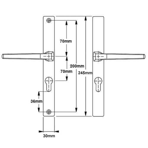 Hoppe Frankfurt Lever Lever UPVC Multipoint Door Handles -  70mm PZ Unsprung 200mm Screw Centres