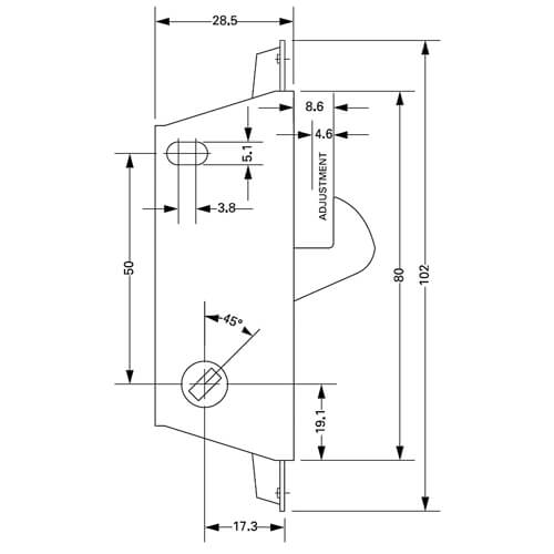 Adams Rite MS1848 Metal Patio Door Hookbolt Deadlock