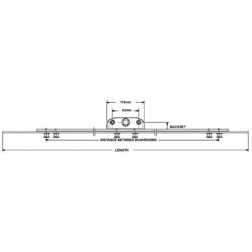 Maco Rail Inline Espags With Mushrooms 22mm Backset
