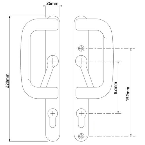 Winlock Bombardier Handle Set for Patio Doors