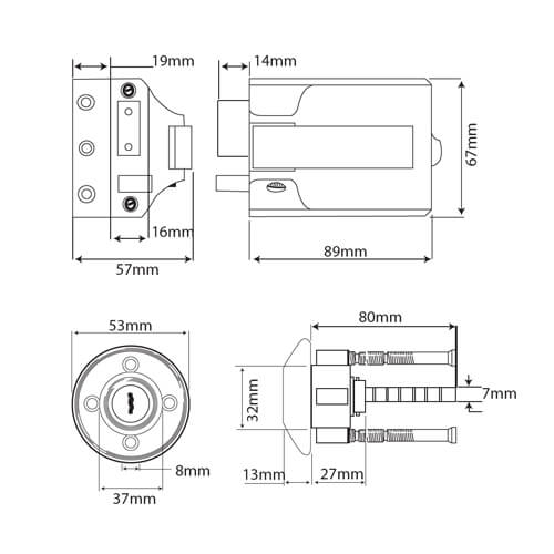 Ingersoll SC71 Deadbolt Rim Nightlatch (Inward opening doors)