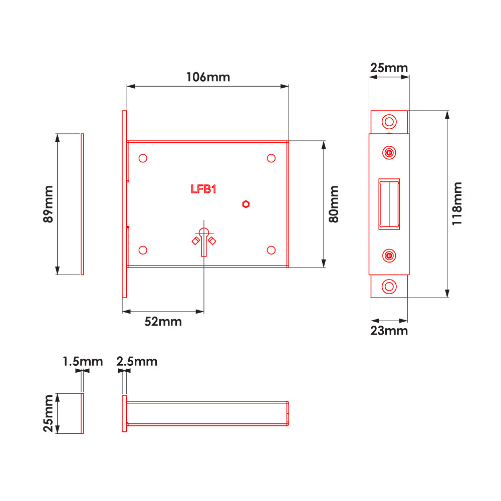 TSS Fire Brigade FB1/FB2 Mortice Deadlock