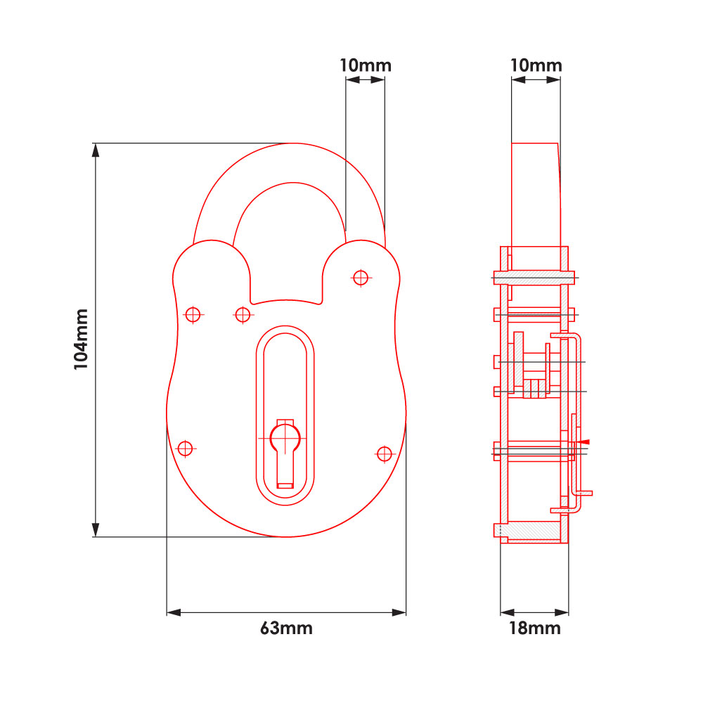 TSS Fire Brigade FB11 Open Shackle Galvanised Padlock
