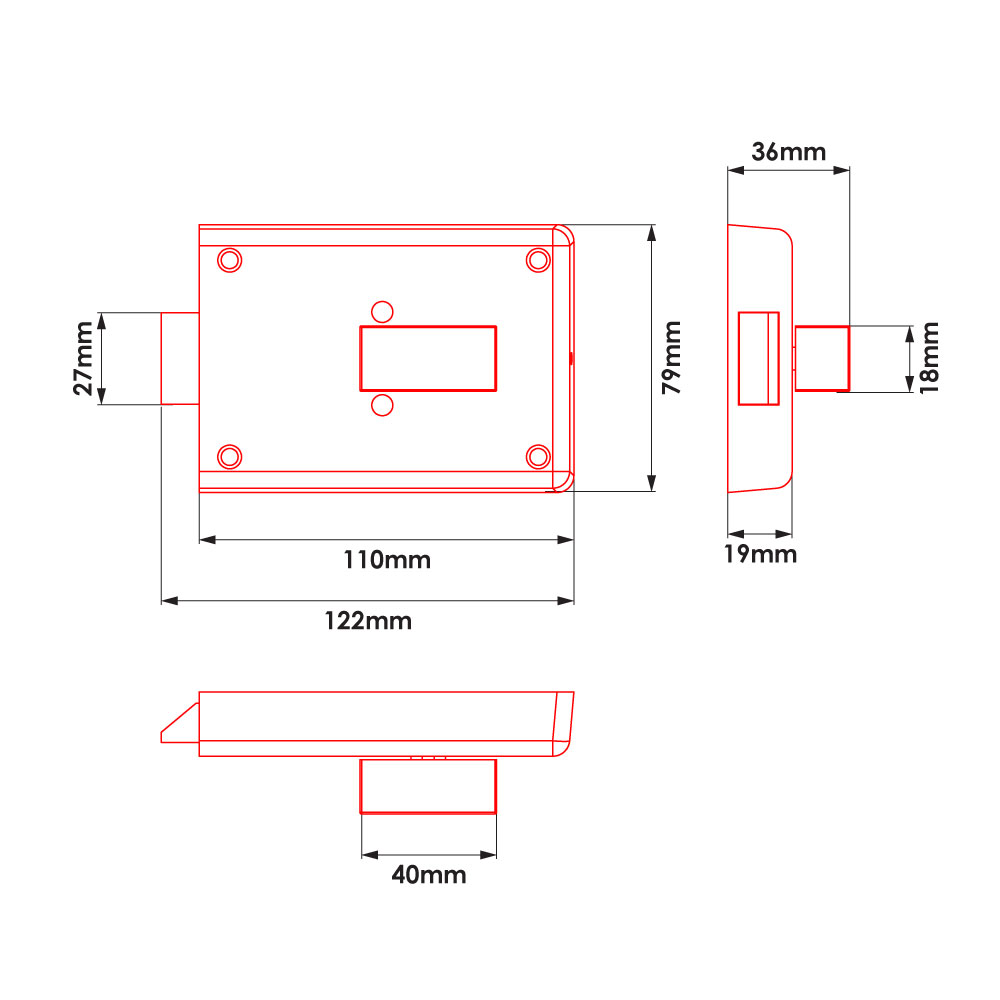 TSS Fire Brigade FB4 Reversible Rim Lock