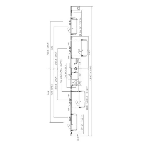 GU Europa Vantage Latch Deadbolt 2 Hooks 4 Rollers Multipoint Door Lock