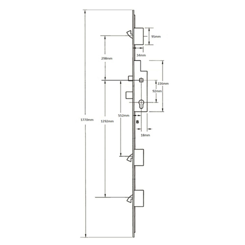 Roto Elite Heritage Latch Deadbolt 3 Hooks Key Wind Multipoint Door Lock