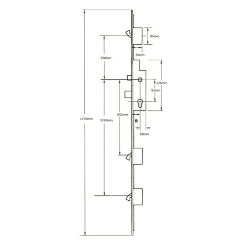 Roto Elite Heritage Latch Deadbolt 3 Hooks Key Wind Multipoint Door Lock