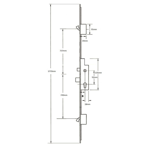 Roto Elite Latch Deadbolt 2 Hooks Key Wind Multipoint Door Lock