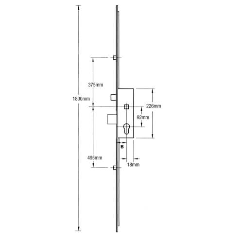 Maco G-TS Latch Deadbolt 2 Rollers Lift Lever Multipoint Door Lock - Extendable Version 