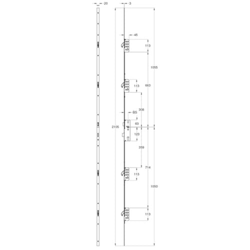 Winkhaus Trulock Latch Deadbolt 4 Hooks Multipoint Door Lock