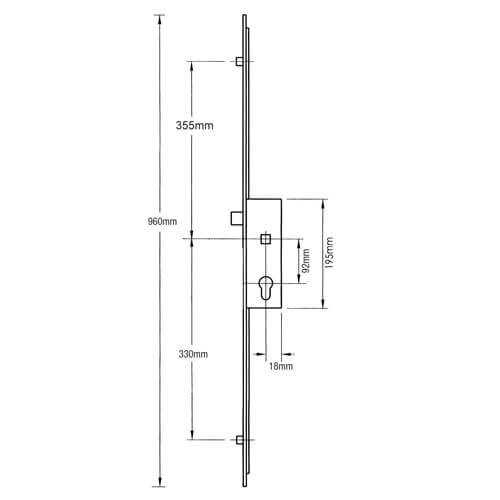Fuhr Multipoint Door Lock Centre Section Latch Deadbolt 2 Rollers Lift Lever 