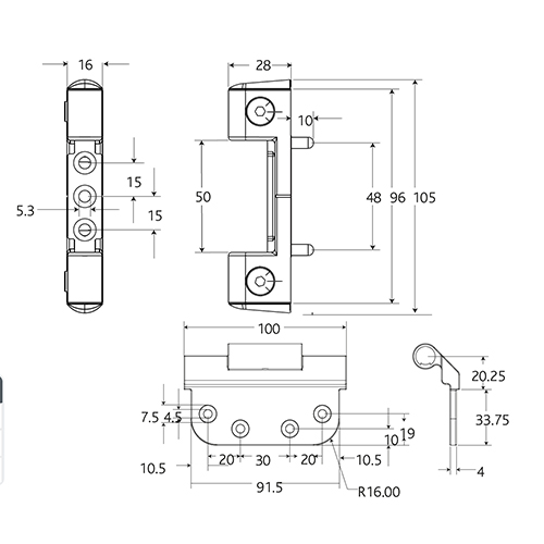 Fab and Fix Haven Intelligent Strength Hinges for Composite or Timber (4R16 version)
