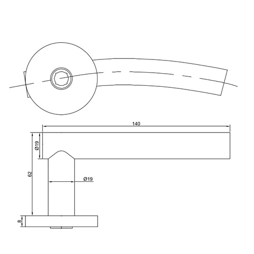 TSS Fire Rated Stainless Steel (SSS) 19mm Arched Lever On Rose Furniture