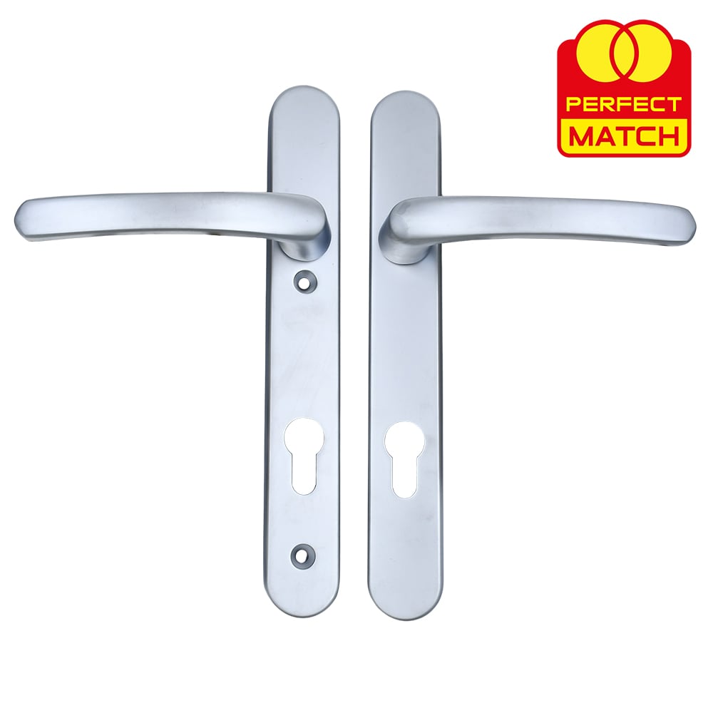 TSS Lever Lever UPVC Multipoint Door Handles - 92mm PZ Sprung 122mm Screw Centres - Long Backplate