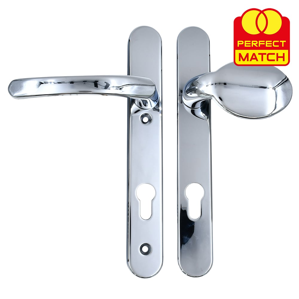 TSS Lever Moveable Pad UPVC Multipoint Door Handles - 92mm PZ Sprung 122mm Screw Centres - Long Backplate