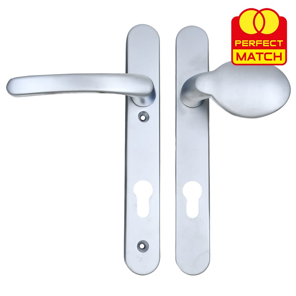 TSS Lever Moveable Pad UPVC Multipoint Door Handles - 92mm PZ Sprung 122mm Screw Centres - Long Backplate