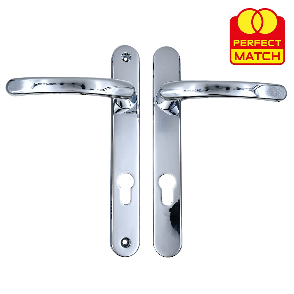 TSS Lever Lever UPVC Multipoint Door Handles - 92mm PZ - Sprung - 203mm Screw Centres - 232mm Backplate