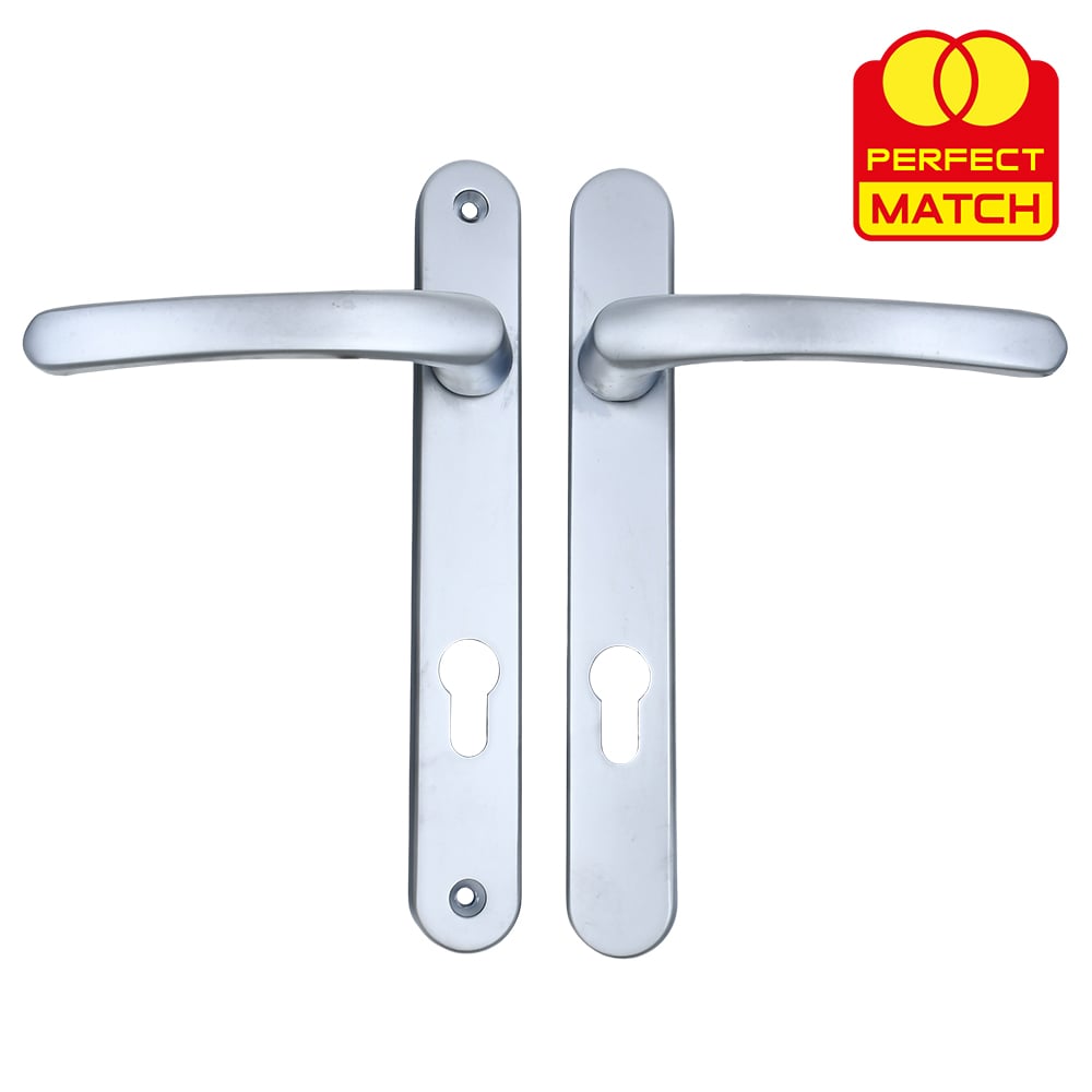 TSS Lever Lever UPVC Multipoint Door Handles - 92mm PZ - Sprung - 203mm Screw Centres - 232mm Backplate