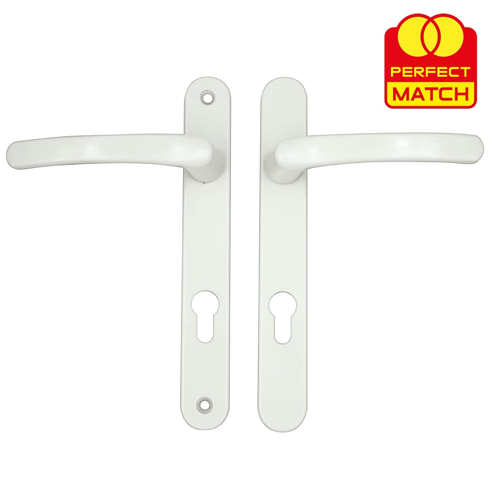 TSS Lever Lever UPVC Multipoint Door Handles - 92mm PZ - Sprung - 203mm Screw Centres - 232mm Backplate