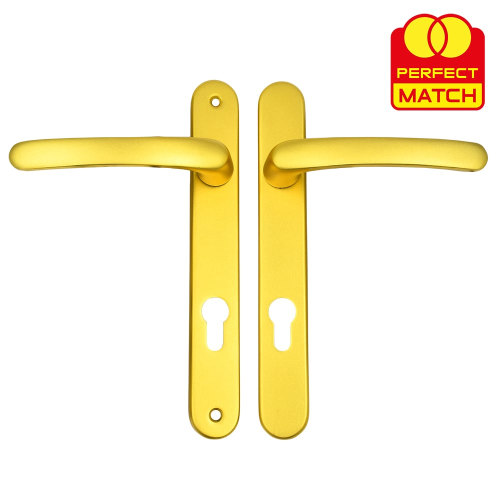 TSS Lever Lever UPVC Multipoint Door Handles - 92mm PZ - Sprung - 203mm Screw Centres - 232mm Backplate