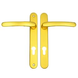 TSS Lever Lever UPVC Multipoint Door Handles - 92mm PZ - Sprung - 203mm Screw Centres - 232mm Backplate