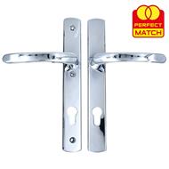 TSS Lever Lever UPVC Multipoint Door Handles - 92mm PZ Sprung - 215mm Screw Centres - 260mm Long Backplate - 3x Fixing Points