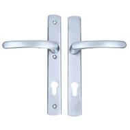 TSS Lever Lever UPVC Multipoint Door Handles - 92mm PZ Sprung - 215mm Screw Centres - 260mm Long Backplate - 3x Fixing Points