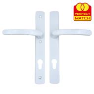TSS Lever Lever UPVC Multipoint Door Handles - 92mm PZ Sprung - 215mm Screw Centres - 260mm Long Backplate - 3x Fixing Points