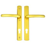 TSS Lever Lever UPVC Multipoint Door Handles - 92mm PZ Sprung - 215mm Screw Centres - 260mm Long Backplate - 3x Fixing Points