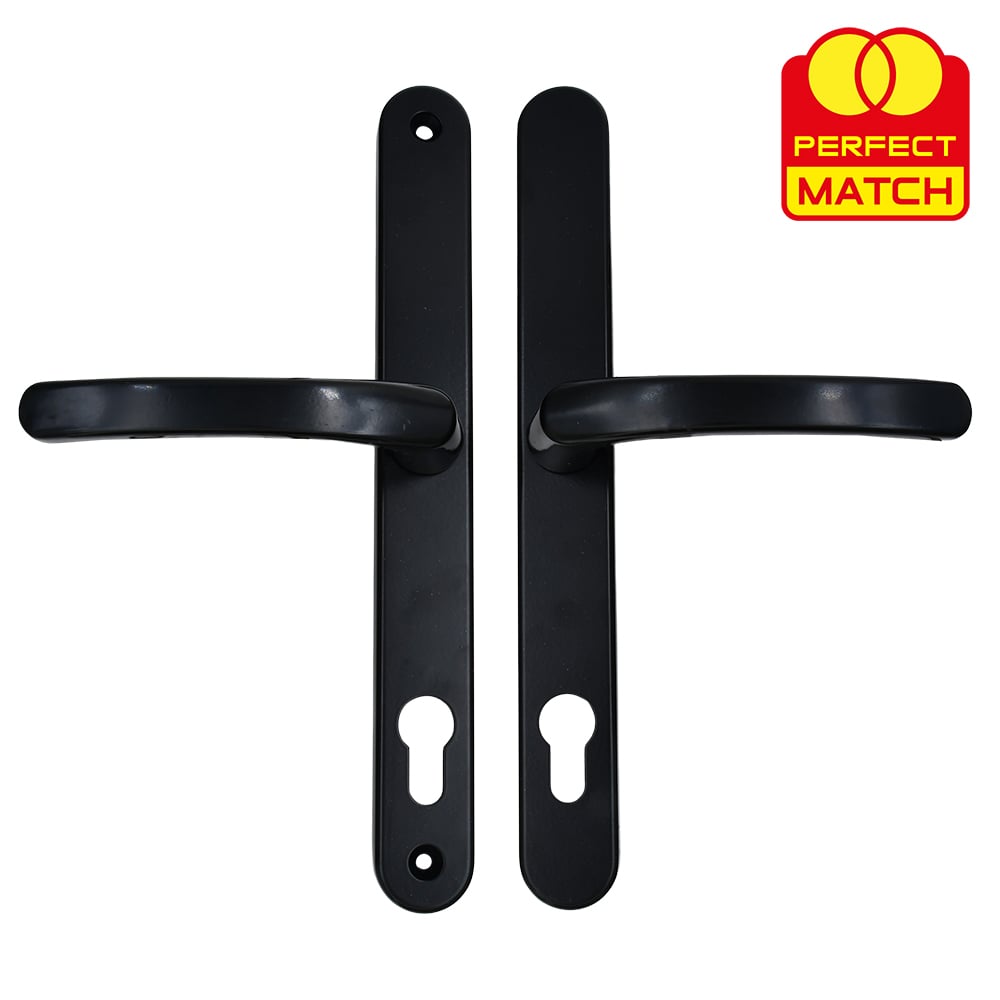 TSS Lever Lever UPVC Multipoint Door Handles - 92mm PZ Sprung 240mm Screw Centres - 270mm Long Backplate