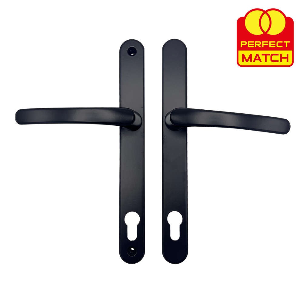 TSS Lever Lever UPVC Multipoint Door Handles - 117mm PZ - Sprung - 237mm Screw Centres - 267mm Backplate