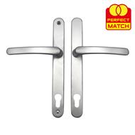 TSS Lever Lever UPVC Multipoint Door Handles - 117mm PZ - Sprung - 237mm Screw Centres - 267mm Backplate
