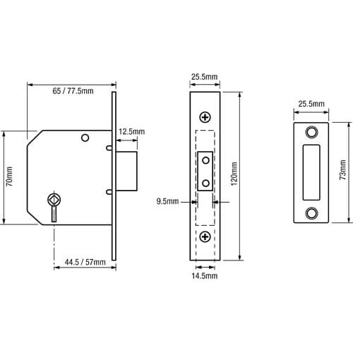Union 2126 Bathroom Mortice Deadlock