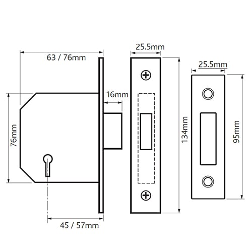 Imperial G3004 3 Lever Mortice Deadlock