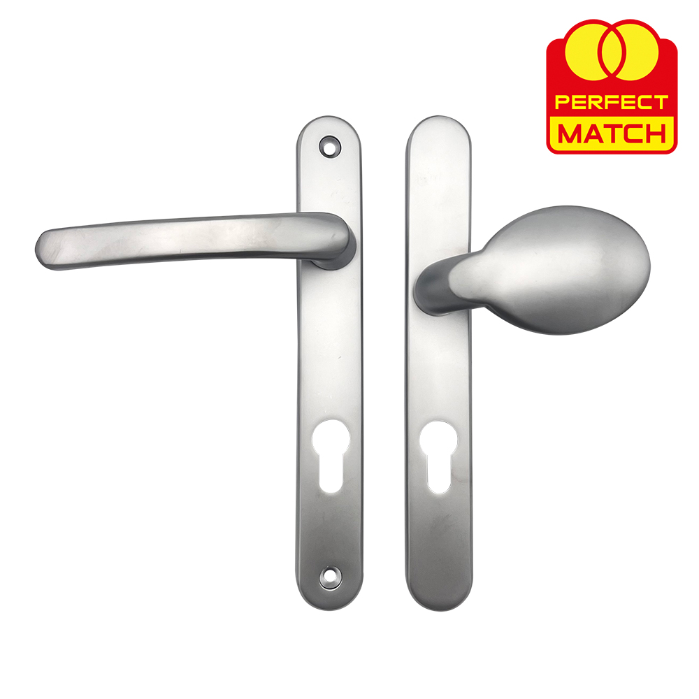 TSS Lever Moveable Pad Offset UPVC Multipoint Door Handles - 92/70mm PZ - Sprung - 203mm Screw Centres