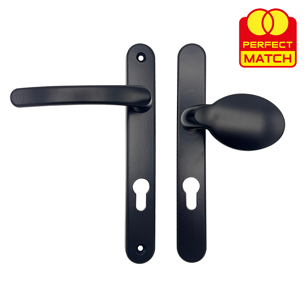 TSS Lever Moveable Pad Offset UPVC Multipoint Door Handles - 92/70mm PZ - Sprung - 203mm Screw Centres