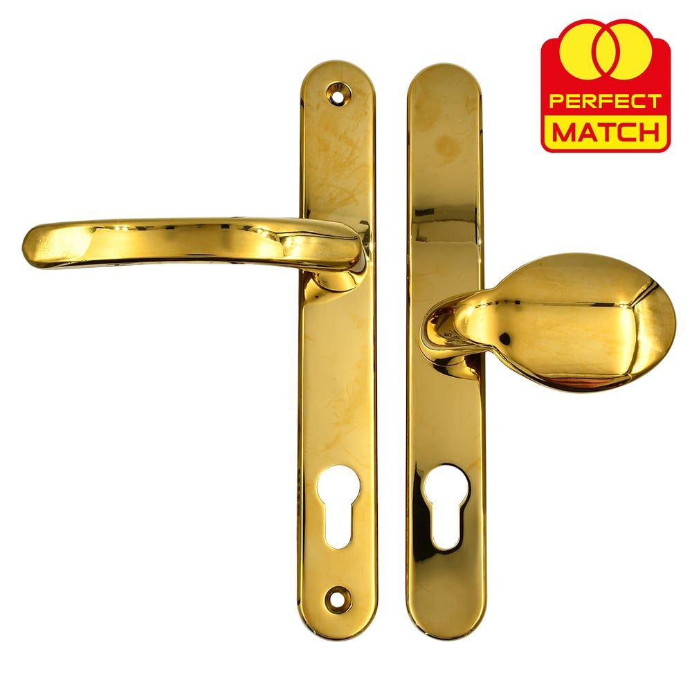 TSS Lever Moveable Pad Offset UPVC Multipoint Door Handles - 92/62mm PZ - Sprung - 215mm Screw Centres