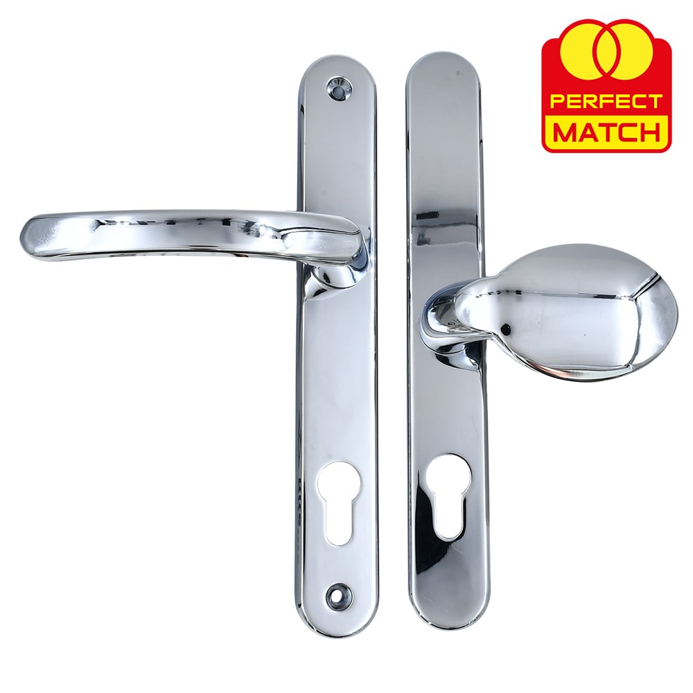 TSS Lever Moveable Pad Offset UPVC Multipoint Door Handles - 92/62mm PZ - Sprung - 215mm Screw Centres