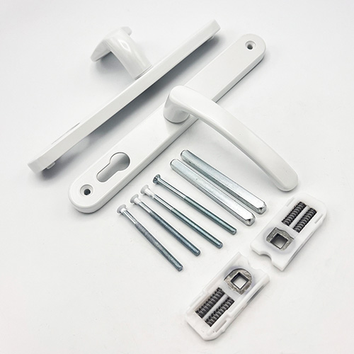 TSS Lever Moveable Pad Offset UPVC Multipoint Door Handles - 70/92mm PZ - Sprung - 215mm Screw Centres