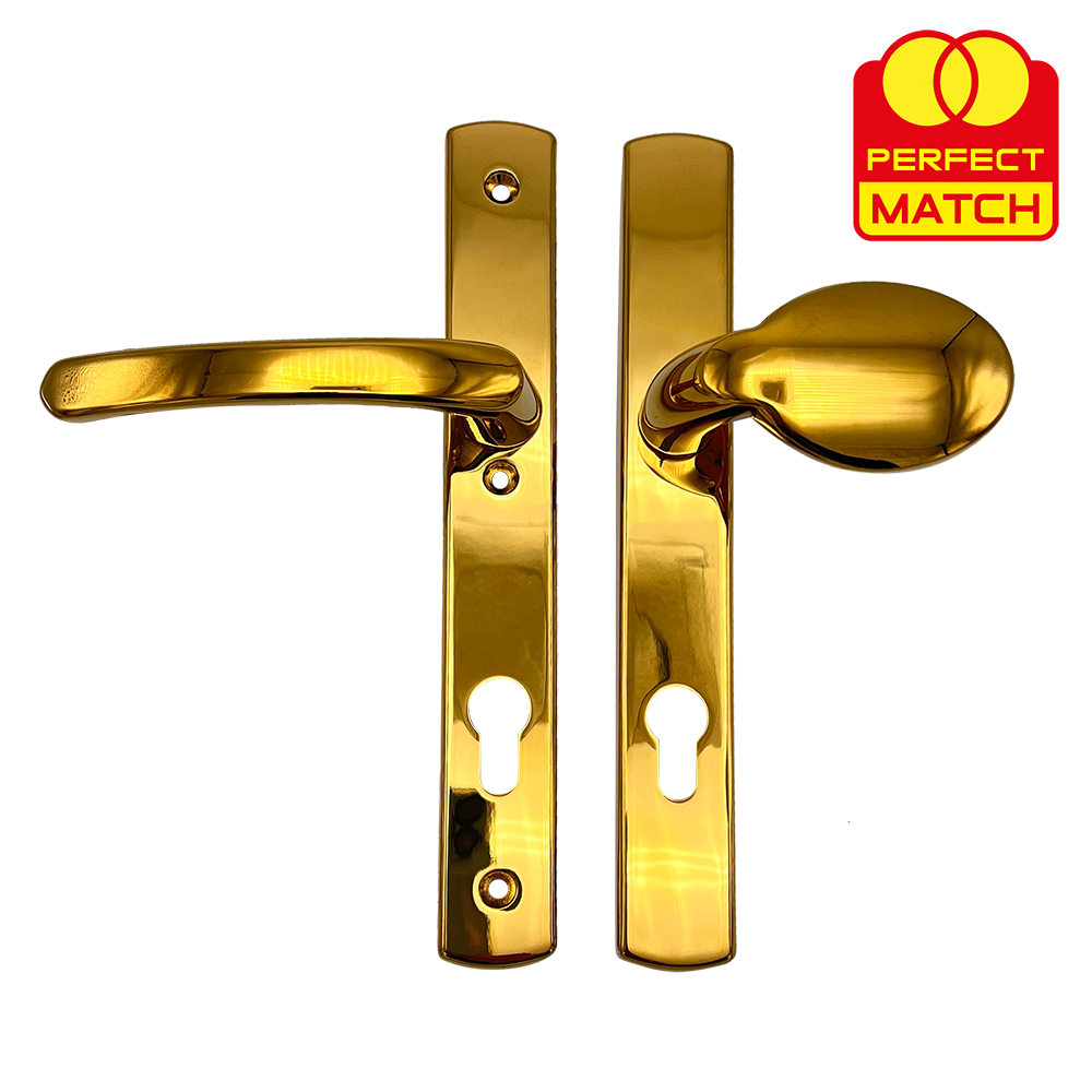 TSS Lever Moveable Pad UPVC Multipoint Door Handles - 92mm PZ - Sprung - 215mm Screw Centres - 3x Fixings