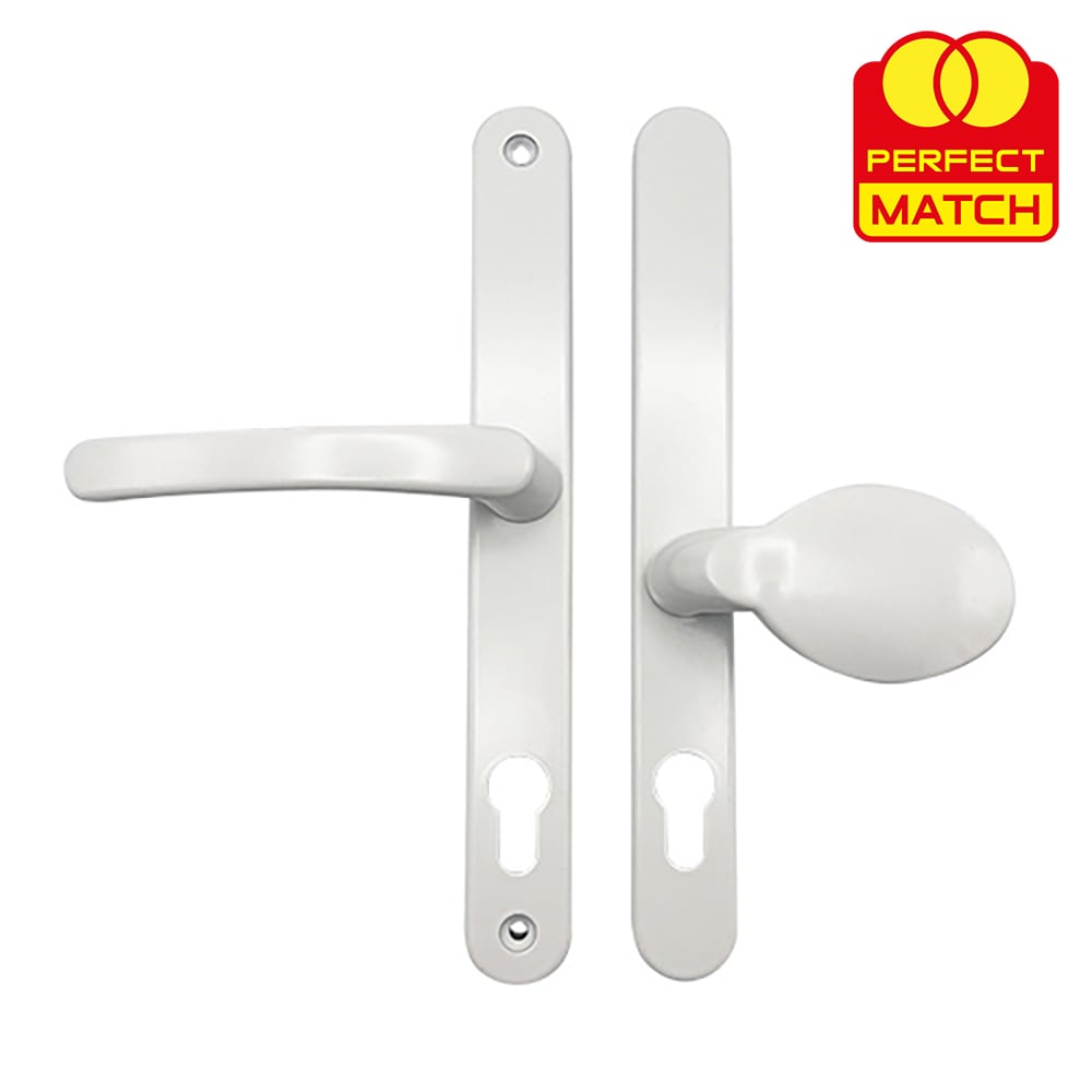 TSS Lever Moveable Pad Offset UPVC Multipoint Door Handles - 92/62mm PZ - Sprung - 240mm Screw Centres