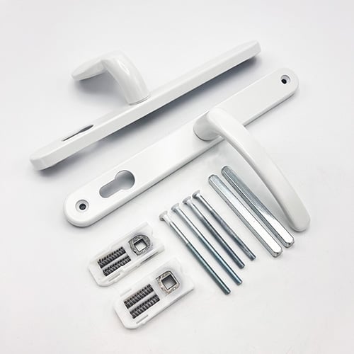 TSS Lever Moveable Pad Offset UPVC Multipoint Door Handles - 92/62mm PZ - Sprung - 240mm Screw Centres