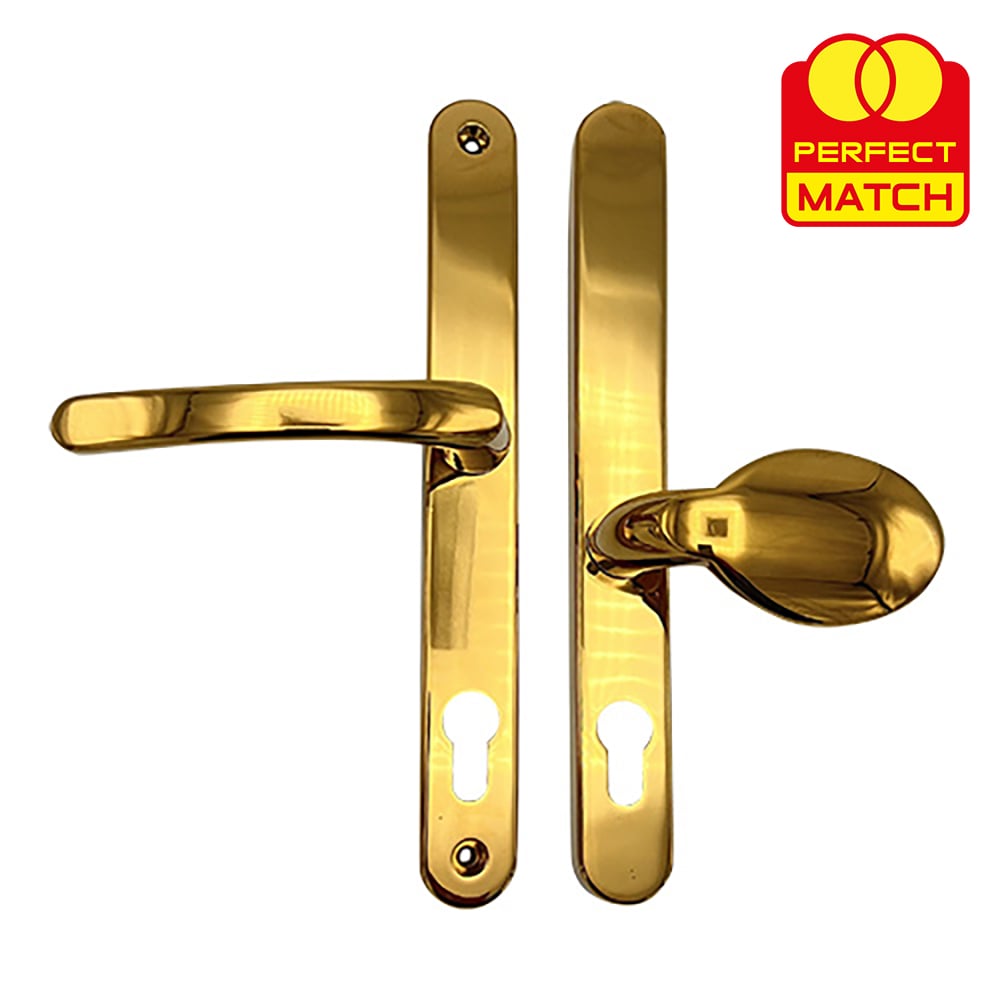 TSS Lever Moveable Pad Offset UPVC Multipoint Door Handles - 92/62mm PZ - Sprung - 240mm Screw Centres