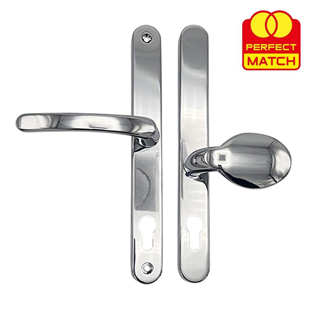 TSS Lever Moveable Pad Offset UPVC Multipoint Door Handles - 92/62mm PZ - Sprung - 240mm Screw Centres