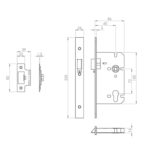 Easi-T Euro Profile Mortice Nightlatch