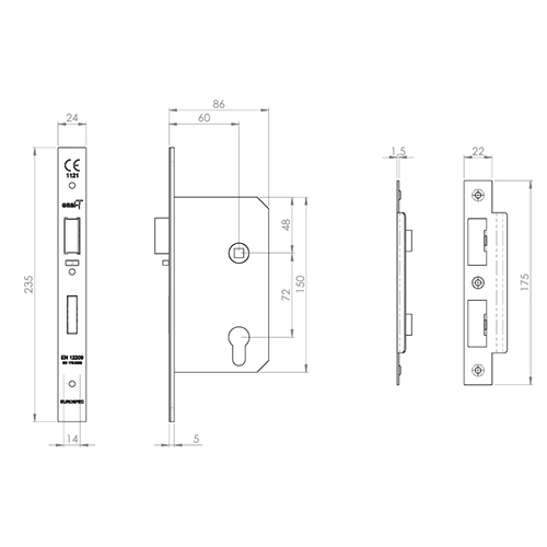 Easi-T Din Euro Profile Escape Lock