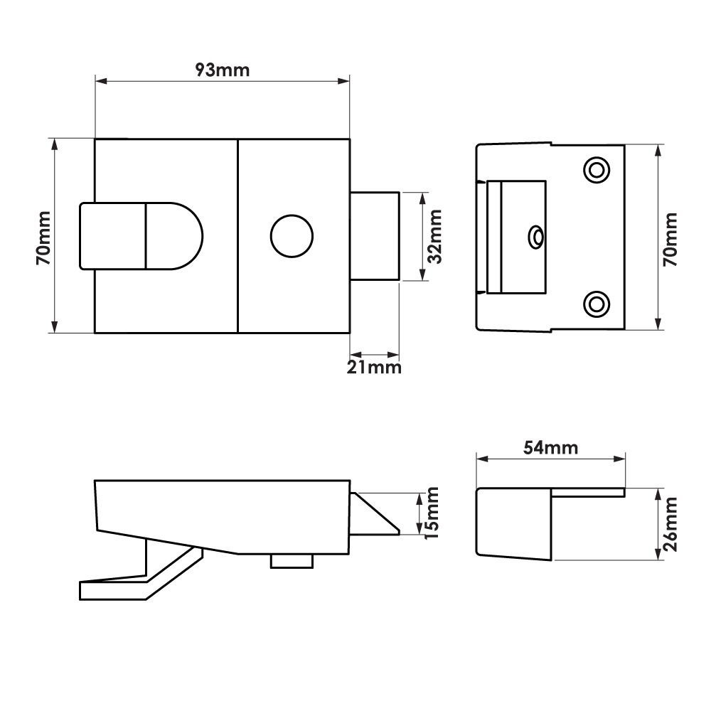 TSS 5 Pin Modern Rollerbolt Nightlatch 60mm