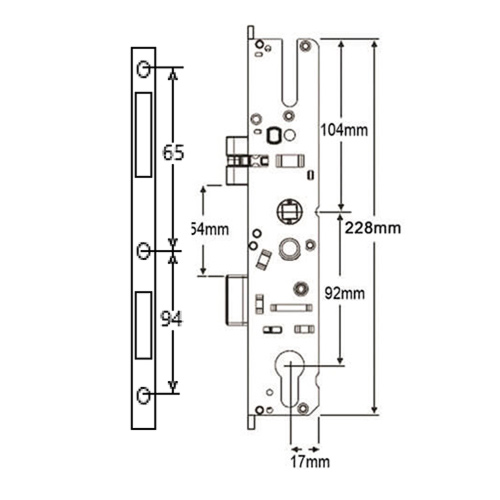 Aubi Latch & Deadbolt Multipoint Gearbox - Lift Lever