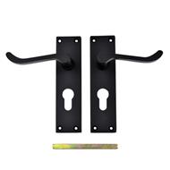 TSS Black Victorian Scroll Lever On Plate Furniture