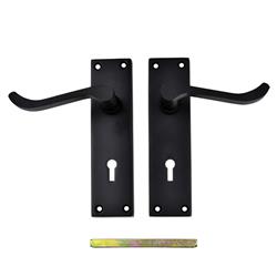 TSS Black Victorian Scroll Lever On Plate Furniture